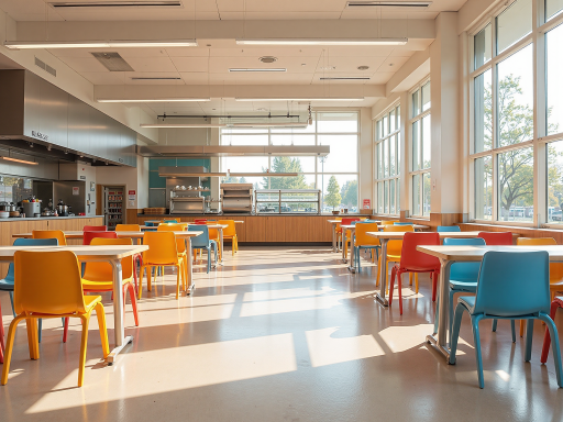 学校教学楼群,现代教育建筑,玻璃幕墙维护现场,体现社会责任感